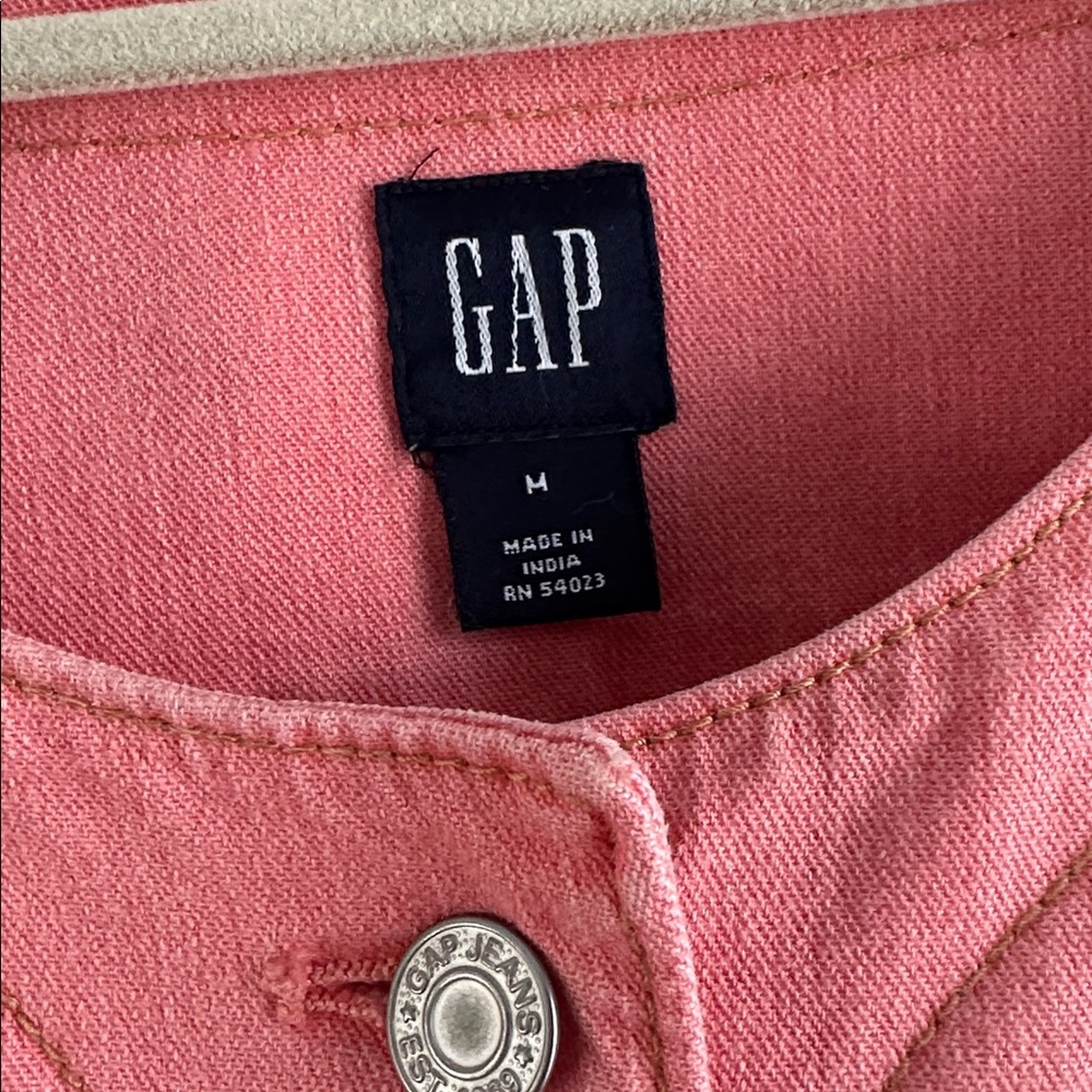 Gap Denim Jacket Medium Coral Peach - Picture 2 of 6